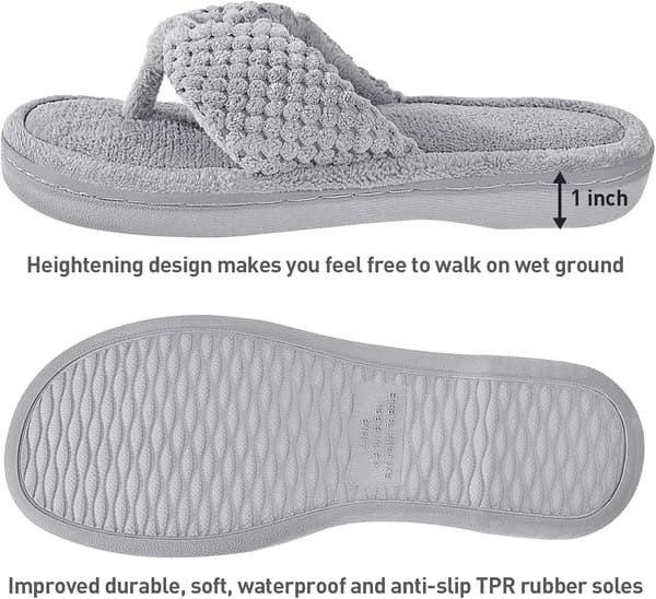 Flip-flop tøfler i minneskum for kvinner, grå 7-8 46211 Grey
