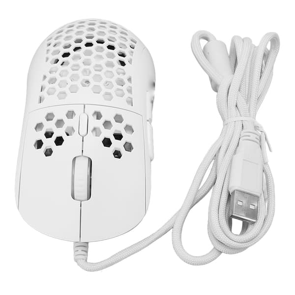 Wired mouse ergonomic white adjustable DPI 6 keys hollow plug and play gaming mouse for gaming office study