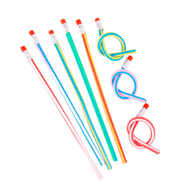 50 stk. bøjelige bløde blyanter 18 cm PVC farverige stribede HB-blyanter