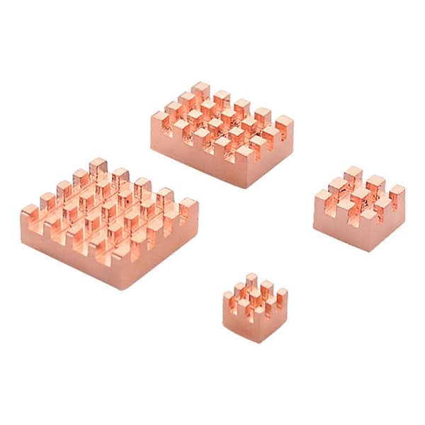 4-pak Metal Kobber Køleplade Passiv Køleplade Varmeafledning Radiator til Raspberry Pi