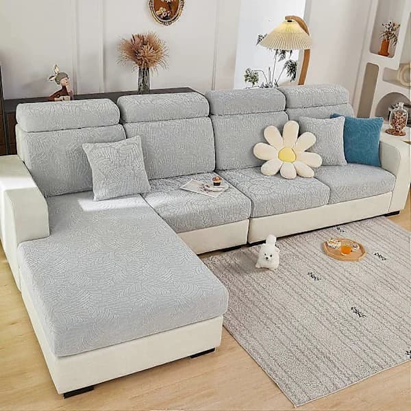 Sofföverdrag för sittdynor, stretchigt sofföverdrag, 1-sits, L-formad schäslongs möbelskydd