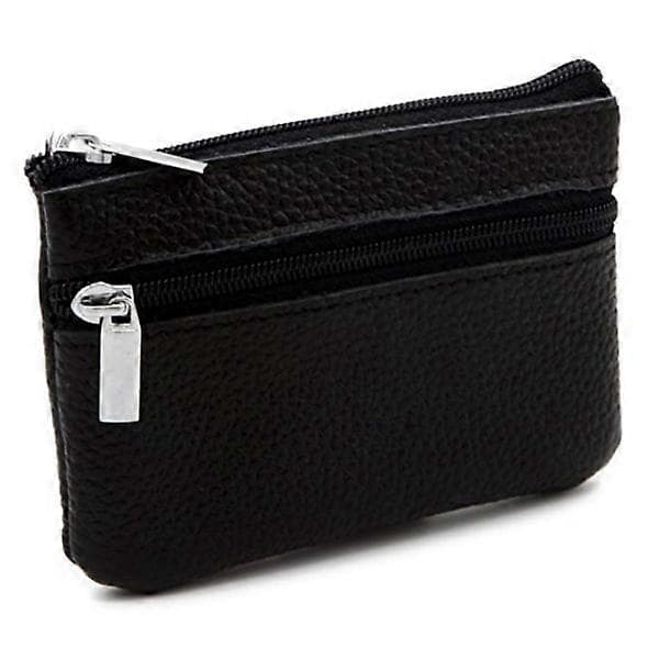 Small wallet / card holder with zipper genuine leather black