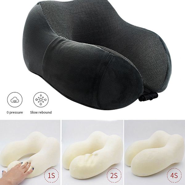 Resekudde Memory Foam U-formad nackstöd Resekuddar Grå Grey