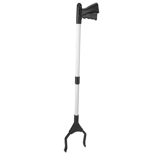 Multifunctional Foldable Long Trash Clip Grabber Tool Sanitation Cleaning Supplies Black Handle Silver Tube