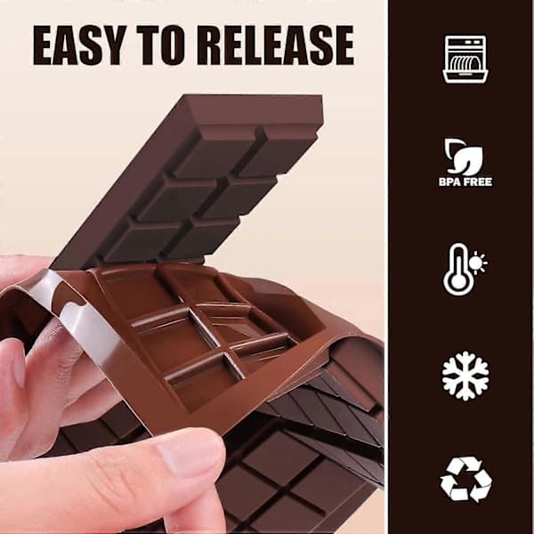 2-pak Silikonechokoladeforme, dybe chokoladebageforme med non-stick belægning, ideel til chokolade med pistacienødder Dubai 2 stk.