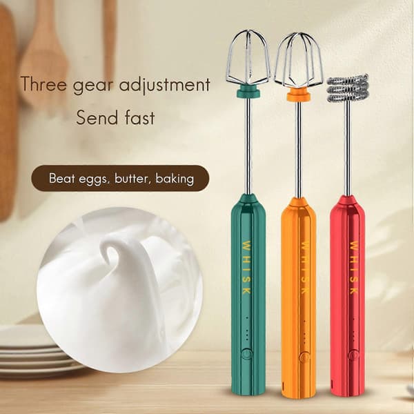 USB Rechargeable Electric Whisk Egg Beater Handheld Mixer Green