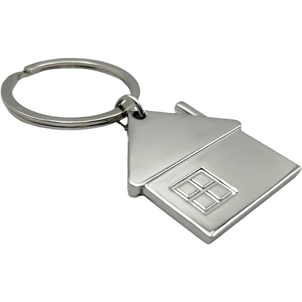 Hus nyckelring i metall, Husformad nyckelring, Nyckelring för par, Nyckelring för självständighet, Husdesign nyckelring, Metallisk, Blank finish