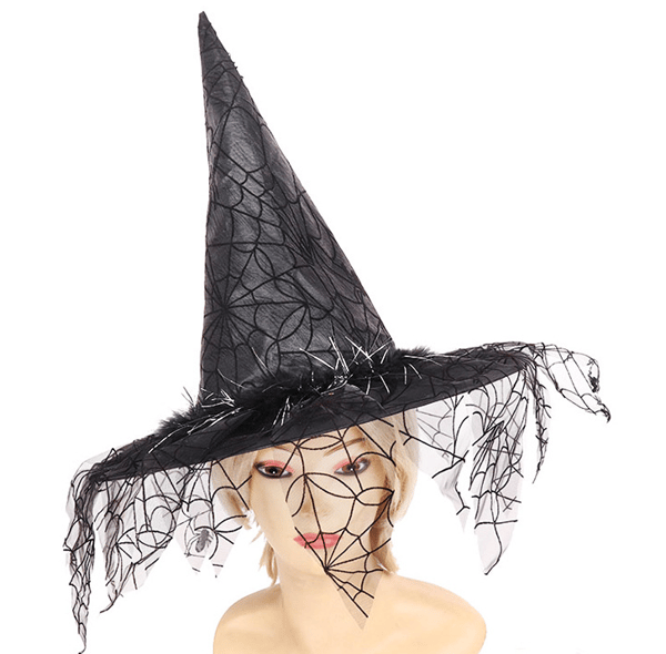 Halloween Heksehat Mesh Troldmandshat Makeup Kostume Tilbehør Co