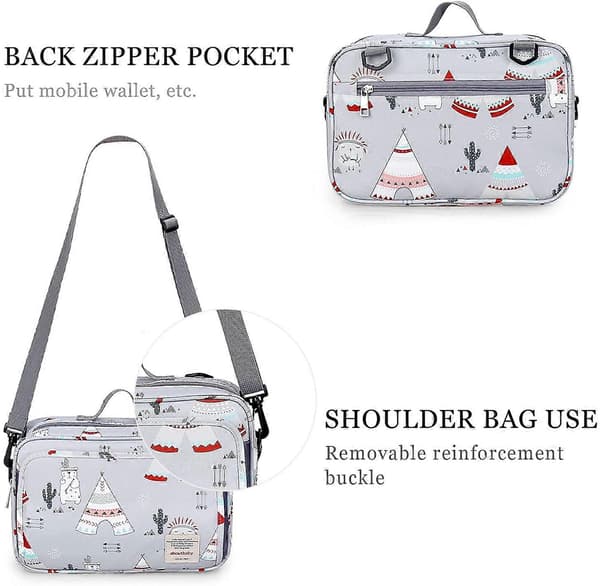 Stroller Bag & Stroller Organizer, Large Stroller Storage with Deep Cup Holder (Light Grey)