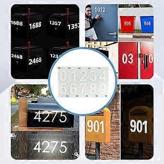 Reflective Mailbox Number Decal Elegant Style Waterproof Number Decal Sticker for Home Decor (4 Inch White)
