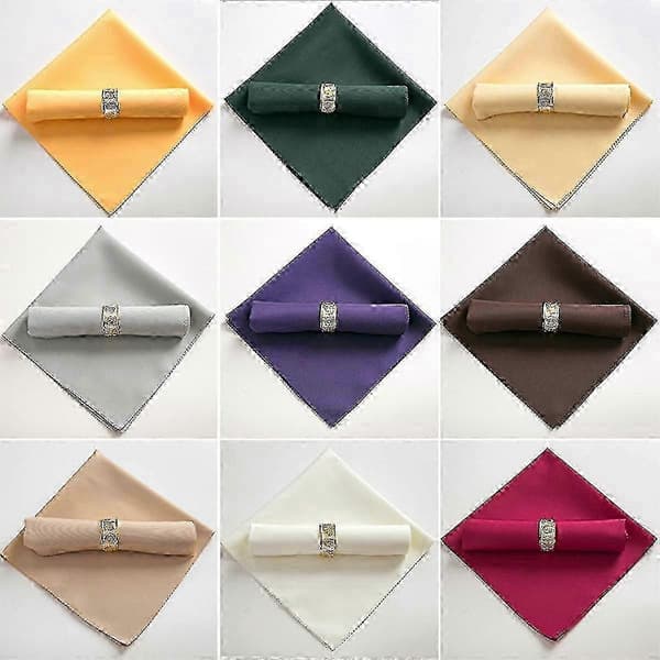 10 stk 48x48 cm servietter i polyester kompatible med restaurantbryllupsbanket, mørkegrøn--mørkegrøn udgave 0107