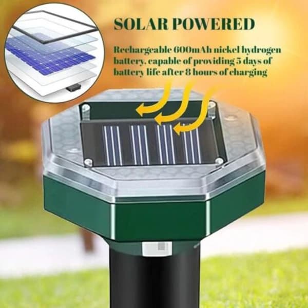 Solar Powered Mole Repellent 4-pack with Vibration and Ultrasound, IP65 Waterproof for Garden and Lawn Pest Control