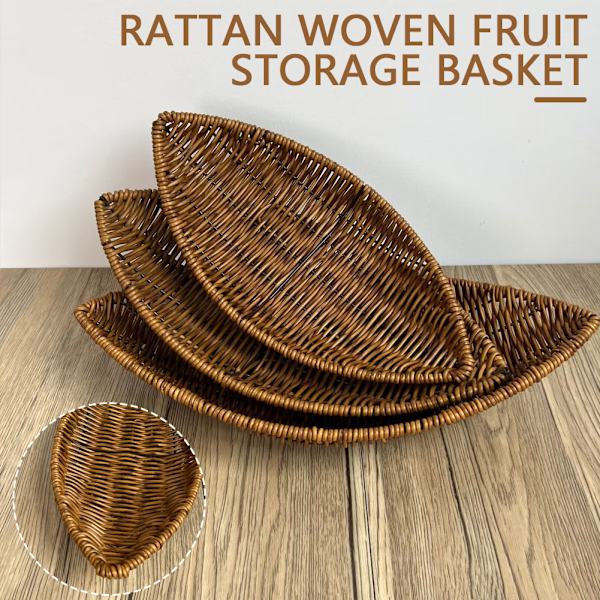 Retro Leaf-Shaped Woven Storage Basket Multi-purpose Desktop Storage Baskets for Home Kitchen 31*17 31*17