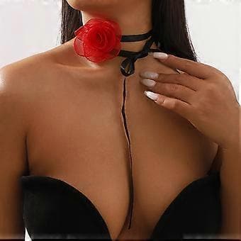 Delikat båndhalskæde, justerbar gaze rosenhalskæde, blomstret halskædetilbehør til sammenkomster, sort (sort)