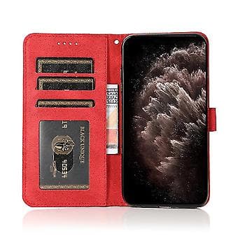 Leather Phone Case with Two-Tone Stitching for Samsung Galaxy A02 / M02 (Brown Red)