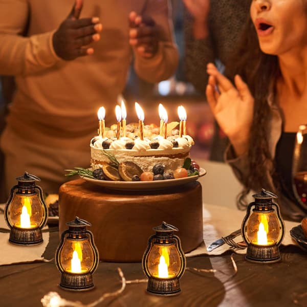 8-pak mini LED-blinkende lanterner, mini LED-udendørslanterner til Halloween, Ramadan, bryllup, borddekoration