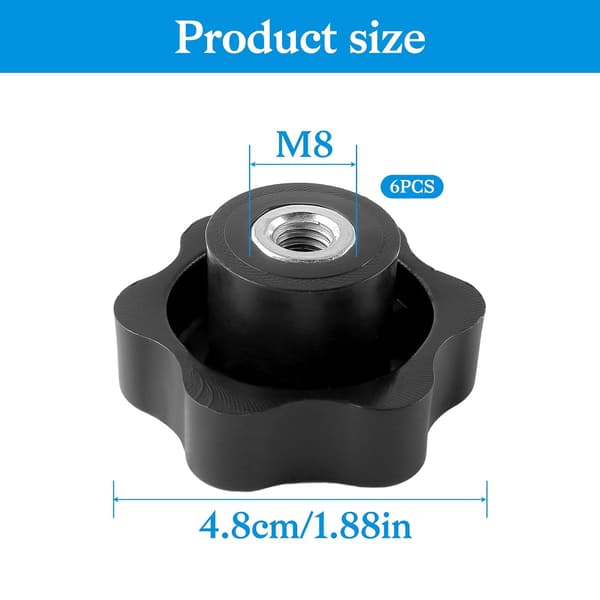 6 stk M8 vingemuttere stjerneklemmer muttere M8 vingemutter ytre diameter