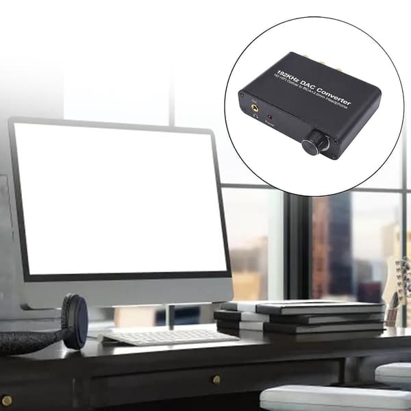 192kHz DAC Digital Optisk Koaksial Til Analog RCA L/R Lydadapter Konverter