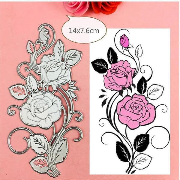 Roseblomst Metallskjærestanse Mal DIY Scrapbooking Album Stempel Papirkort E Sølv Sølv Silver