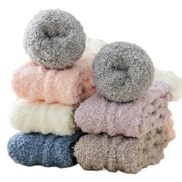 Fluffy sengesokker til kvinder/piger, 6-pak, varme og behagelige lange plysstrømper til kvinder efterår/vinter 6 stk. 6 stk. 6pcs