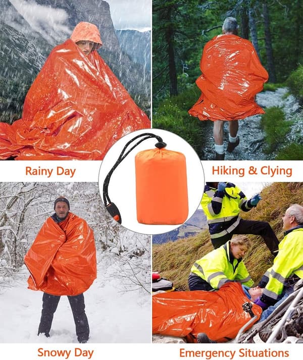 Emergency Bivy Bag, Reusable Sleeping Bag, Ultralight Heat Resistant, Orange