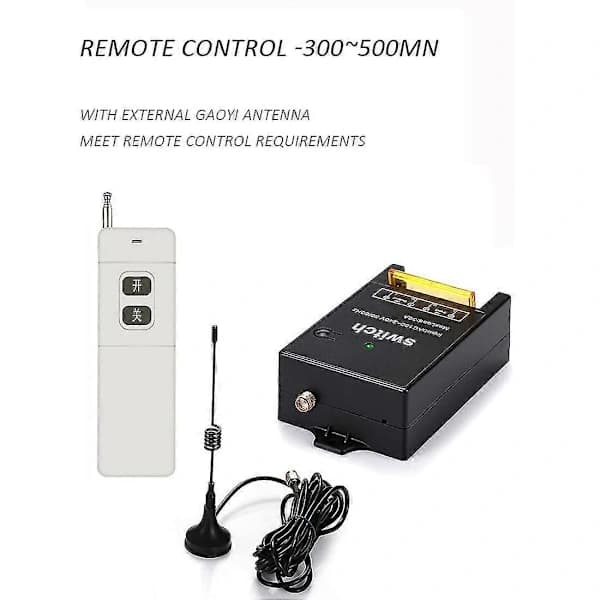 Wireless Remote Control Switch, 3000M Long Range, AC 100-240V / 40A Relay Wireless RF Switch Compatible with Water Pump Lighting BlackWhite
