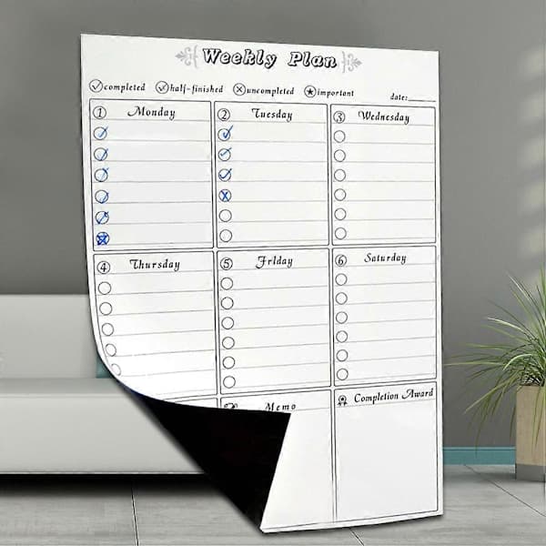 Magnetisk Whiteboard Ukeplanlegger Ukeplanlegger Kjøleskapsmagnet Magnetisk Kjøleskapsplanlegger Ukeplanlegger Kjøleskap
