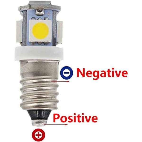 10 stk E10 6V Kjølig Hvit LED-pærer 5SMD 0.5W 50LM (Kaldhvit)