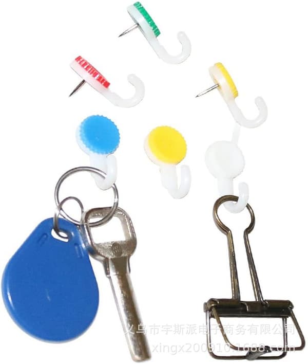 Creative Push Pins with Hooks, Plastic Serrated Push Pins, Push Pins for Displaying Craft Notes, Photo Crafts, 36 Pcs