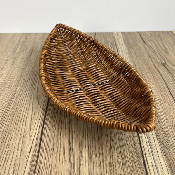 Retro Leaf-shaped Woven Storage Basket Multi-purpose Desktop Storage Baskets for Home Kitchen 36*18 36*18