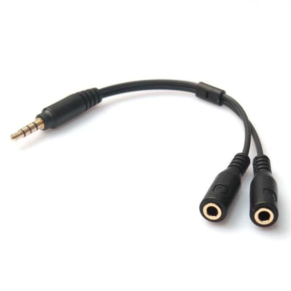 3,5 mm stereo lyd han og mikrofon splitter adapter sort