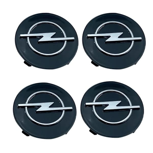 4-pak - Opel Centerkapsler / Fælgemblem - Bil 65 59 mm - Sort 65 59 mm - Sort 65 59 mm - Svart