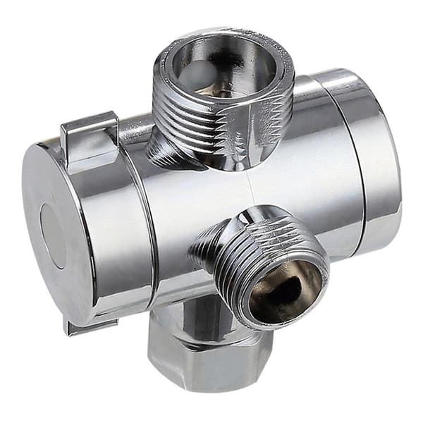 ABS Chrome 3-Way Diverter Hose Connector T-Shape Adapter Connector for Angle Valve Hose Bath Shower A [DB] silver silver