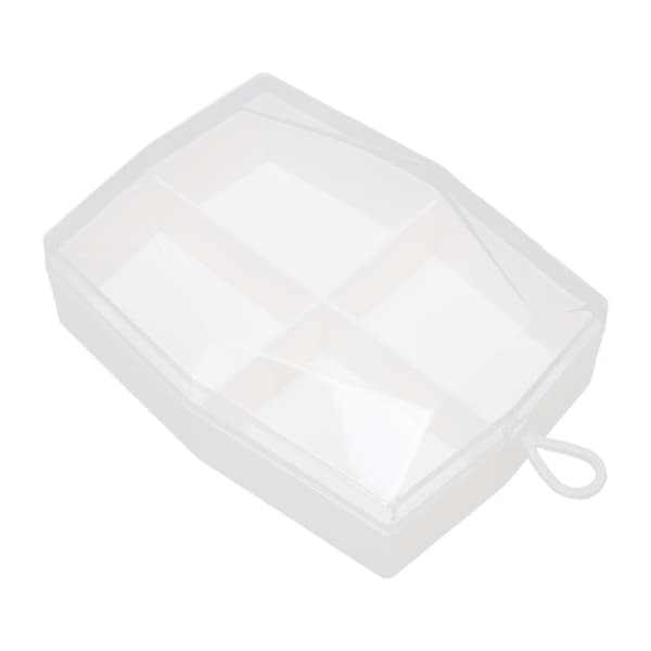 Makeup Sponge Case with 4 Compartments, Dustproof Clear Lid, Geometric Shapes, Powder Puff Holder