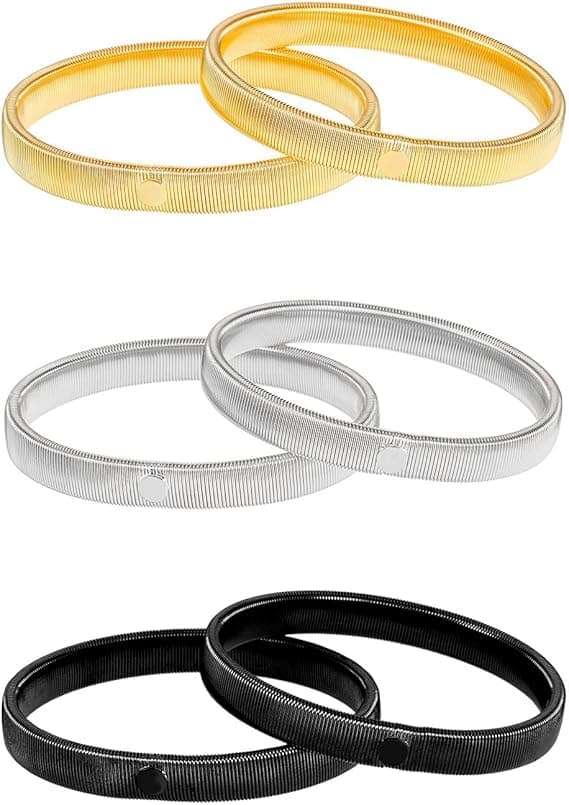 3 par halkfria skjortärmar, Stretcharmband, Silver