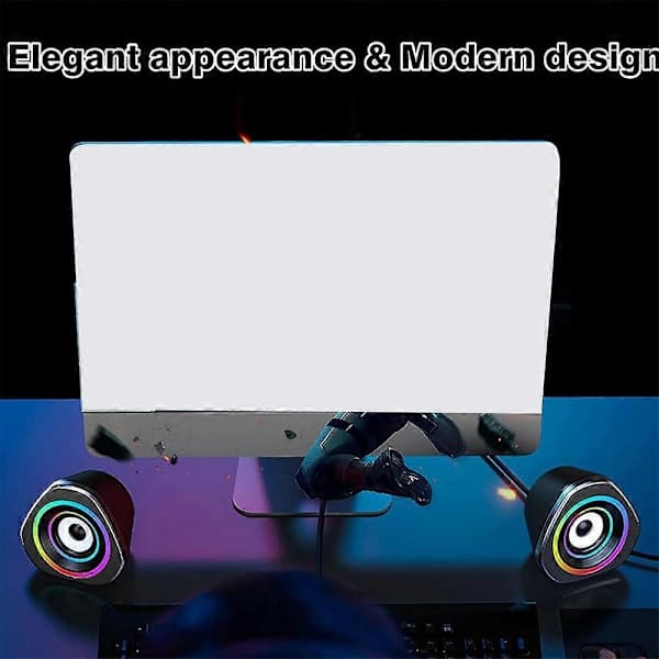 Datorhögtalare PC Skrivbordsdator Laptop Högtalare RGB-ljus USB-driven Volymkontroll för PC/Laptops/Skrivbordsdatorer-yux