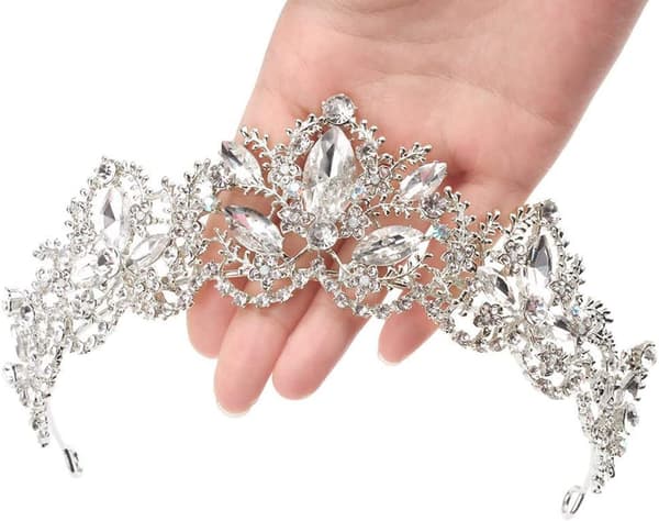 Crystal Tiara Crown, Copper Zircon Rhinestone Crown Tiara Encrusted