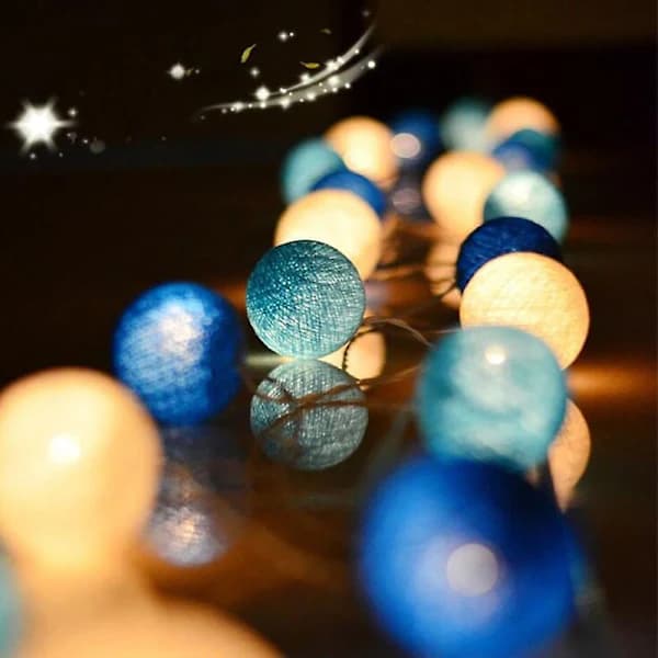 Vanntette dekorative bomullsball-lyslenker med LED-lys for bryllup, 4,2 m, USB-drevet