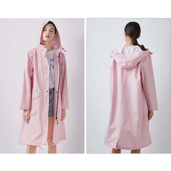 Pitkä sadetakki Trendikäs tuulenpitävä sadetakki aikuisille XL pinkki