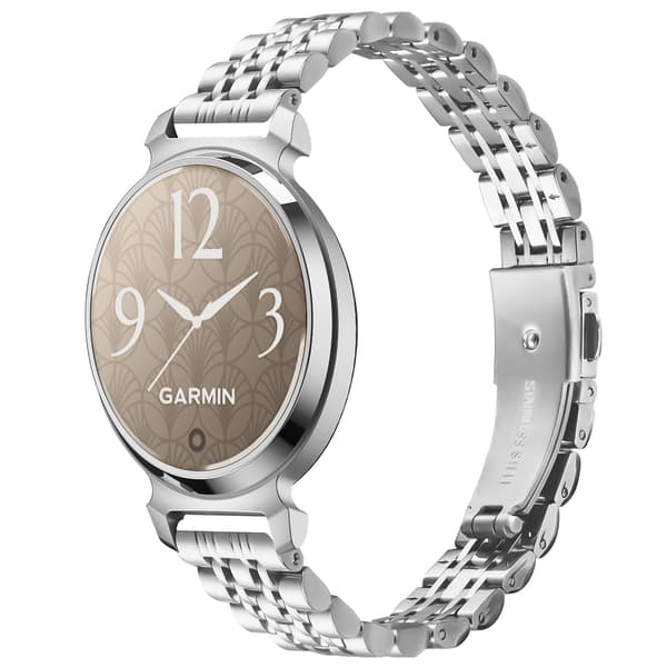 Elegant syv-perle urrem i rustfrit stål kompatibel med Garmin Lily 2 Sølv Sølv Silver