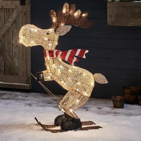 Udendørs julefigur LED Ridende Elg Havedekoration Pynt 30cm