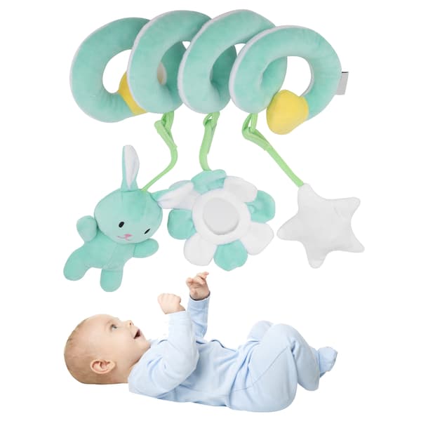 Green Plush Spiral Activity Rattle Hanging Toy for Stroller Newborn Infant