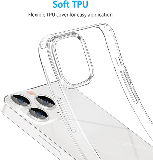 Clear Flexible TPU Case for iPhone 15 Pro, Slim Shockproof Transparent Cover with Soft Bumper Protection[JUN]