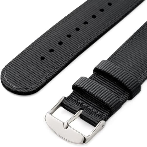 Sort 22 mm let udskiftelig nylonrem til herre- og dameure, også til smartwatches
