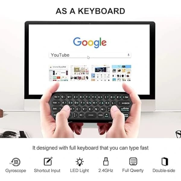 WeChip W1 Air Mouse Remote Control with Mini Keyboard, 2.4G IR RF Gyroscope Control for Android TV Box PC Projector HTPC, Black