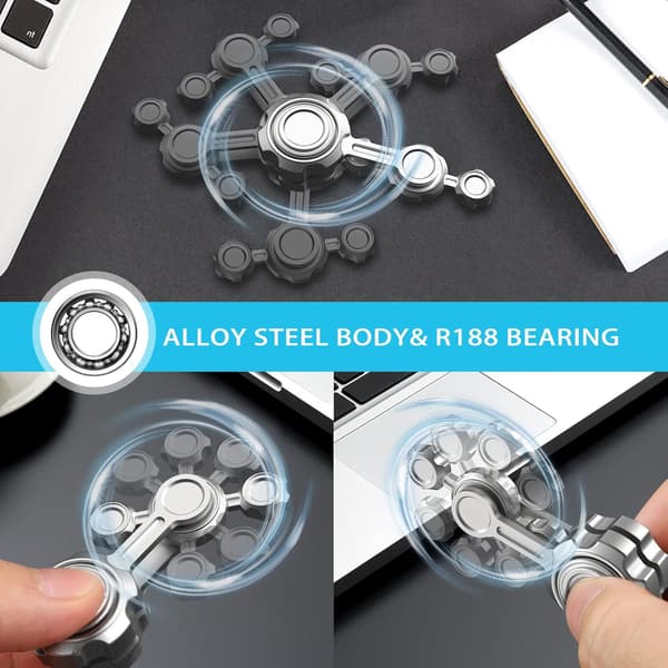 Cool Gear Fidget Spinner - Metallkjededesign - Stresslindring for barn/voksne