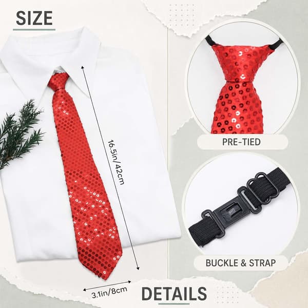 Paljett-slips for menn Glitrende svart rød dameslips festball - Red