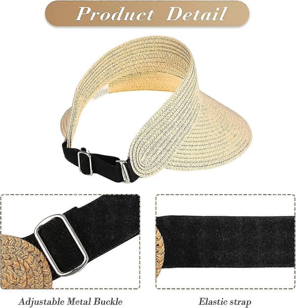 3-pack Solskärm Hatt Sommar Strandhattar Vikbara Halmhattar UV-skydd Rullbara Solhattar för Kvinnor (a-1b)