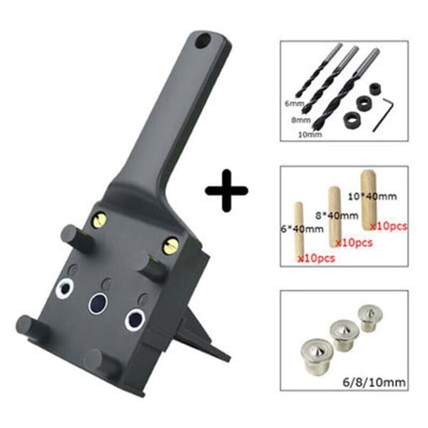 41 st Dowel Borrmallar Dowel Borrmall Kit Rakt Hål Träbearbetning Doweling Mall med 6/8/10mm Dowel Centreringsmall för Hand Trä Doweling (Grå)