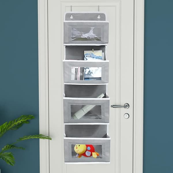 Door Over the Door Organizer, 4 Pockets Foldable Fabric Hanging Organizer